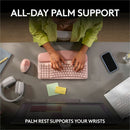 Logitech Wave Keys Wireless Ergonomic Keyboard with Cushioned Palm Rest, Comfortable Natural Typing, Easy-Switch, Rose