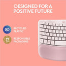 Logitech Wave Keys Wireless Ergonomic Keyboard with Cushioned Palm Rest, Comfortable Natural Typing, Easy-Switch, Rose