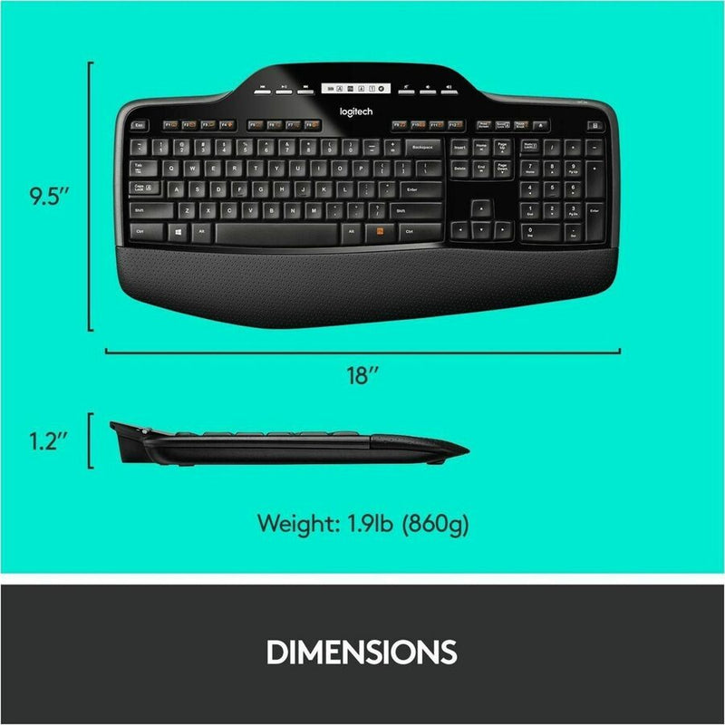 Logitech MK710 Wireless Keyboard and Mouse Combo for Windows, 2.4GHz Advanced Wireless, Wireless Mouse, Multimedia Keys, 3-Year Battery Life, PC/Mac