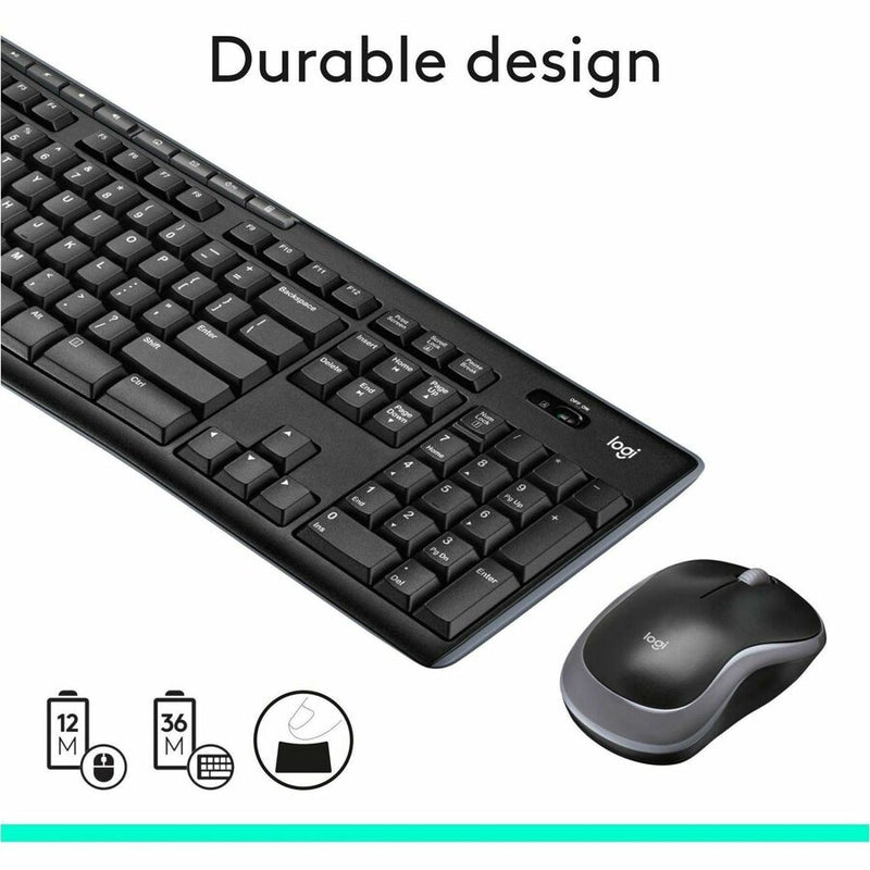Logitech MK270 Wireless Keyboard and Mouse Combo for Windows, 2.4 GHz Wireless, Compact Mouse, 8 Multimedia and Shortcut Keys, 2-Year Battery Life, for PC, Laptop