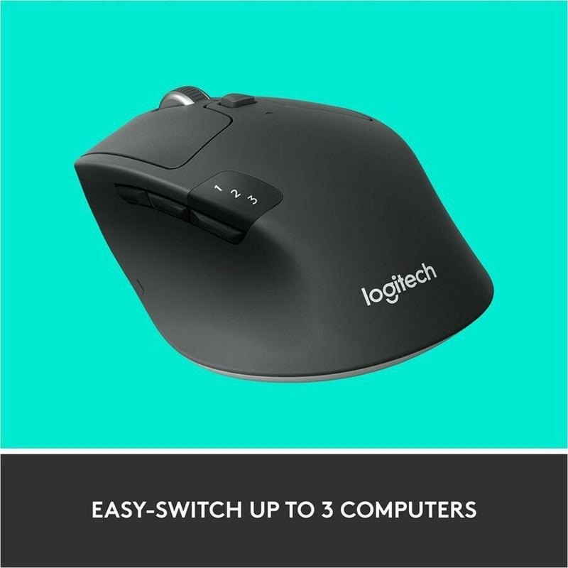 Logitech M720 Triathlon Multi-Device Wireless Mouse, Bluetooth, USB Unifying Receiver, 1000 DPI, 8 Buttons, 2-Year Battery, Compatible with Laptop, PC, Mac, iPadOS - Black