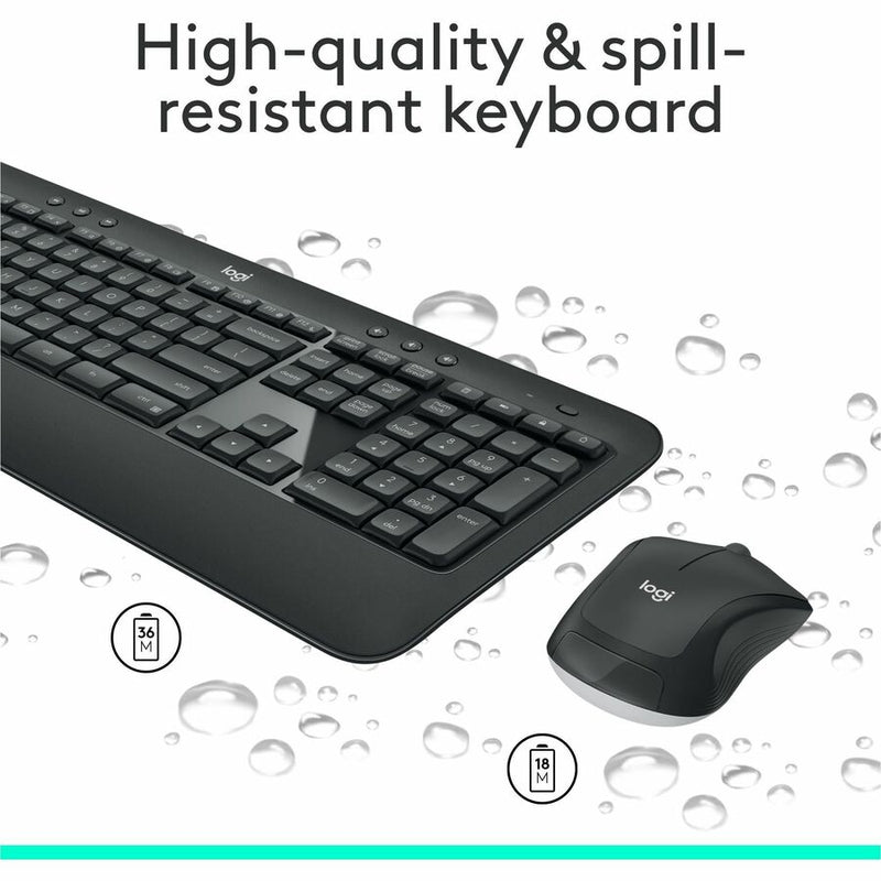Logitech MK540 Advanced Wireless Keyboard and Mouse Combo for Windows, 2.4 GHz Unifying USB-Receiver, Multimedia Hotkeys, 3-Year Battery Life, for PC, Laptop