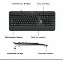 Logitech MK540 Advanced Wireless Keyboard and Mouse Combo for Windows, 2.4 GHz Unifying USB-Receiver, Multimedia Hotkeys, 3-Year Battery Life, for PC, Laptop
