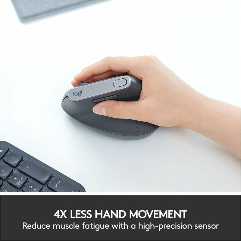 Logitech MX Vertical Wireless Mouse - Ergonomic Design Reduces Muscle Strain, Rechargeable, Graphite