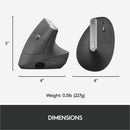 Logitech MX Vertical Wireless Mouse - Ergonomic Design Reduces Muscle Strain, Rechargeable, Graphite