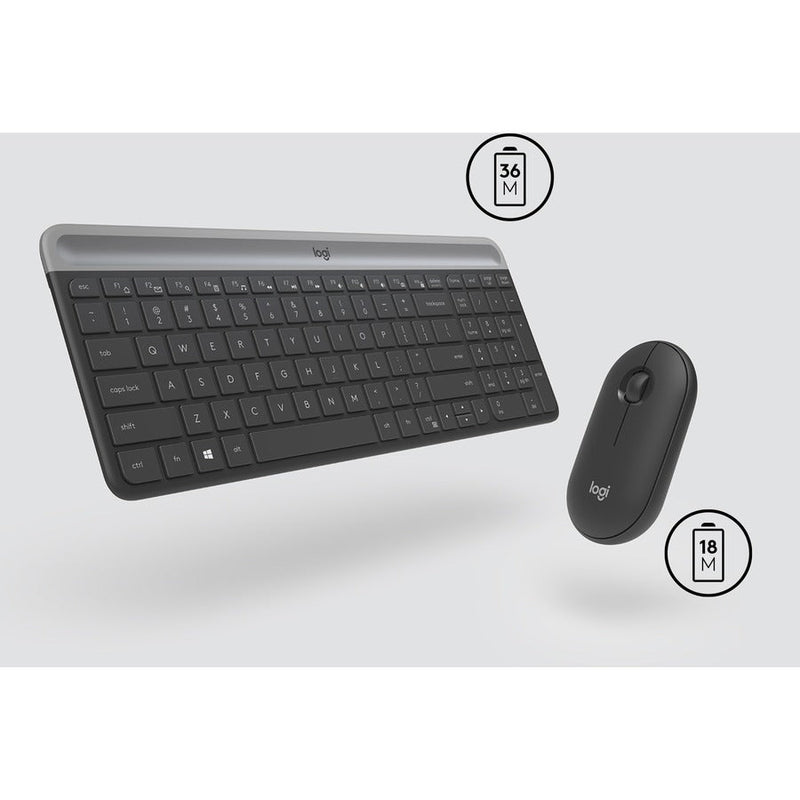 Logitech MK470 Slim Wireless Keyboard and Mouse Combo - Modern Compact Layout, Ultra Quiet - Off White