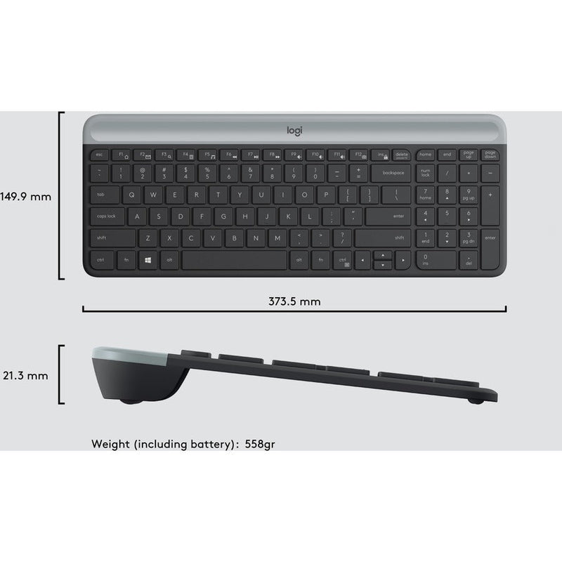 Logitech MK470 Slim Wireless Keyboard and Mouse Combo - Modern Compact Layout, Ultra Quiet - Off White