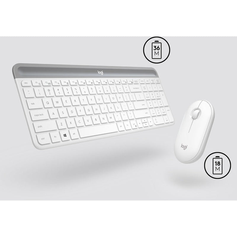 Logitech MK470 Slim Wireless Keyboard and Mouse Combo - Modern Compact Layout, Ultra Quiet - Off White