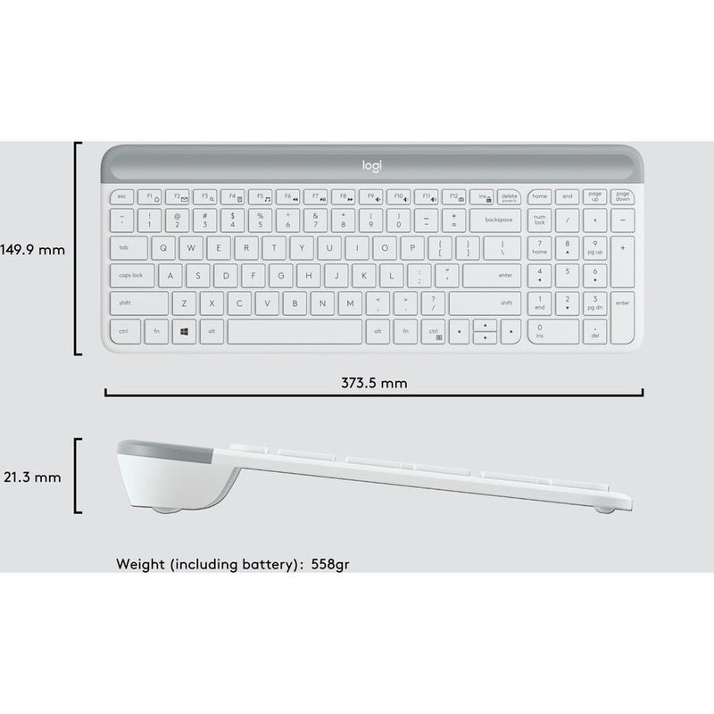Logitech MK470 Slim Wireless Keyboard and Mouse Combo - Modern Compact Layout, Ultra Quiet - Off White