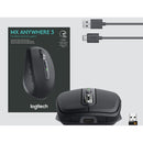 Logitech MX Anywhere 3 Compact Performance Mouse, Wireless, Comfort, Fast Scrolling, Any Surface, Portable, 4000DPI, Customizable Buttons, USB-C, Bluetooth, Apple Mac, iPad, Windows PC, Linux, Chrome (Black)