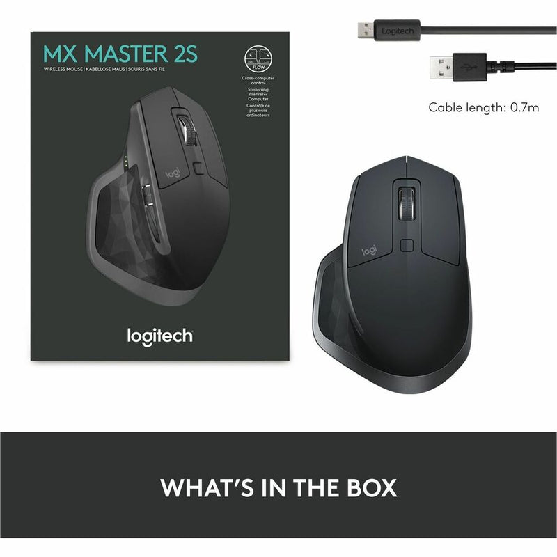Logitech MX Master 2S Bluetooth Edition Wireless Mouse, Multi-Surface, Hyper-Fast Scrolling, Ergonomic, Graphite