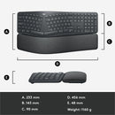 Logitech Ergo K860 Split Wireless Keyboard for Business - Ergonomic Design, Secured Logi Bolt Technology, Graphite