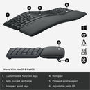 Logitech Ergo K860 Split Wireless Keyboard for Business - Ergonomic Design, Secured Logi Bolt Technology, Graphite