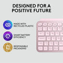 Logitech MX Keys Mini Minimalist Wireless Illuminated Keyboard, Compact, Bluetooth, USB-C - Rose