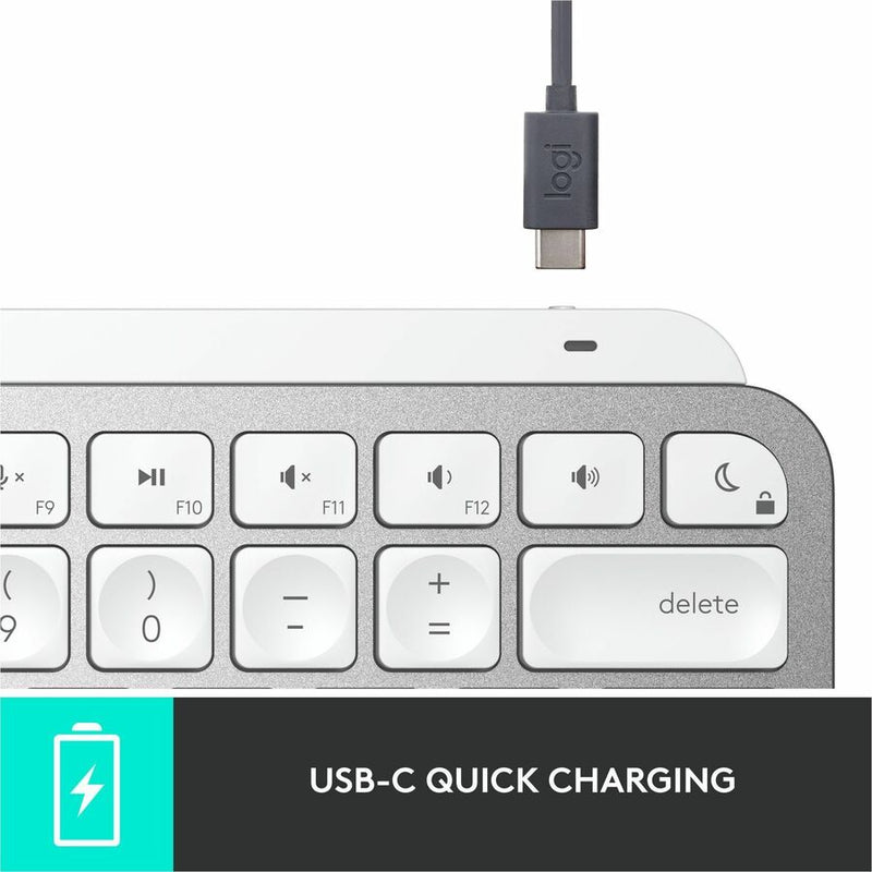 Logitech MX Keys Mini for Mac Minimalist Wireless Illuminated Keyboard, Bluetooth, Backlit Keys, USB-C, Metal Build, Pale Grey