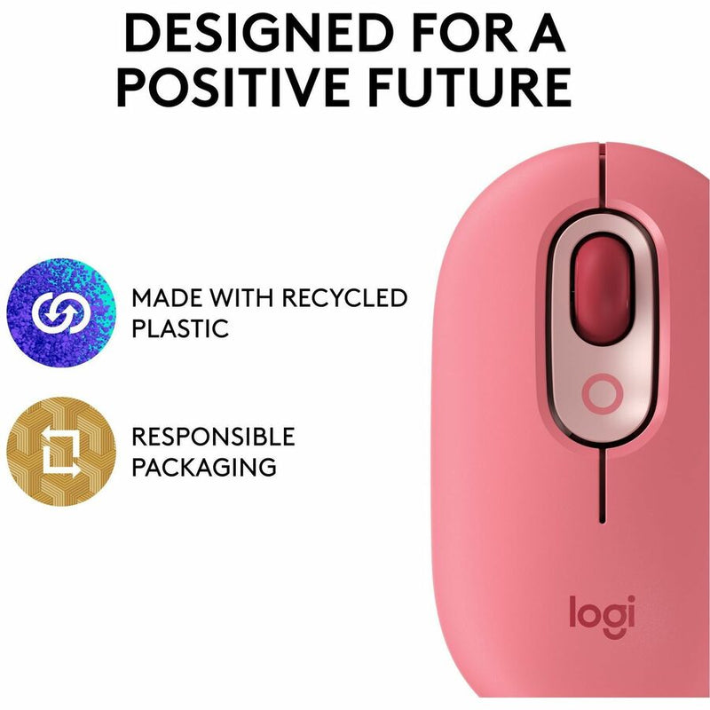 Logitech POP Mouse, Wireless Mouse with Customizable Emojis, SilentTouch Technology, Precision/Speed Scroll, Rose
