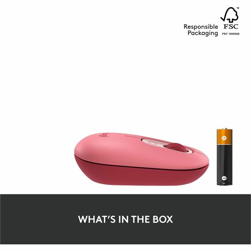Logitech POP Mouse, Wireless Mouse with Customizable Emojis, SilentTouch Technology, Precision/Speed Scroll, Rose