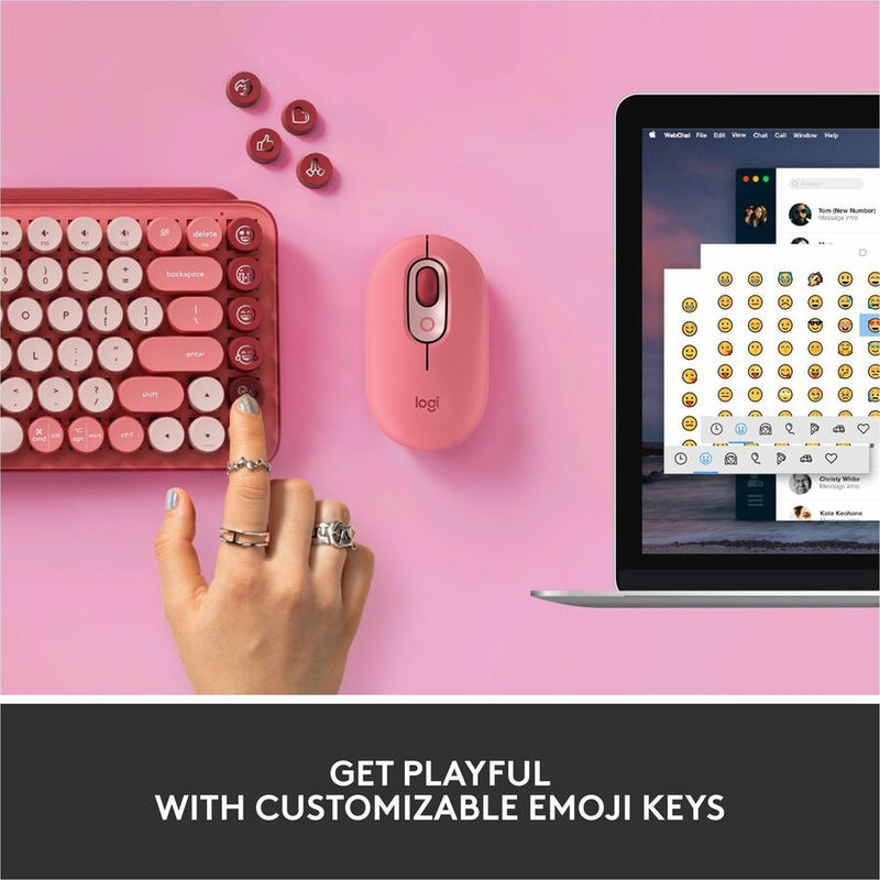 Logitech POP Keys Wireless Mechanical Keyboard With Emoji Keys - Heartbreaker Rose
