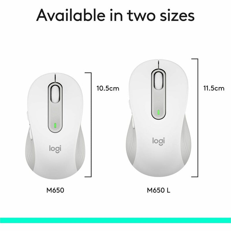 Logitech Signature M650 Wireless Mouse - For Small to Medium Sized Hands, 2-Year Battery, Silent Clicks, Off-white