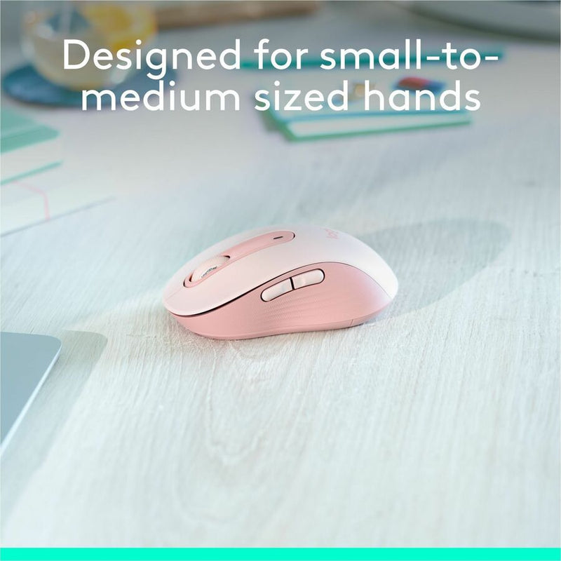Logitech Signature M650 Wireless Mouse - For Small to Medium Sized Hands, 2-Year Battery, Silent Clicks, Rose