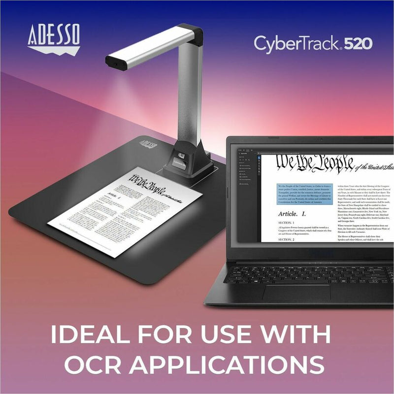 Adesso 5 Megapixel Fixed-Focus A4 Document Camera Scanner with OCR Text Recognition