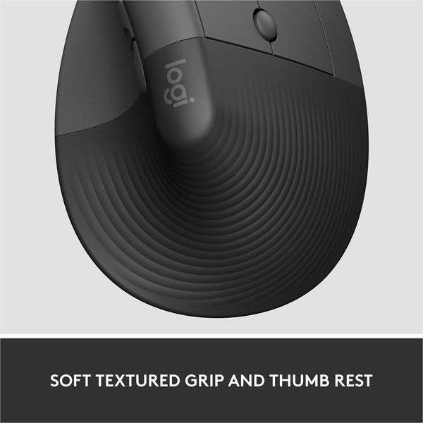 Logitech Lift for Business, Vertical Ergonomic Mouse, Wireless, Bluetooth, Logi Bolt USB, Quiet clicks, Graphite