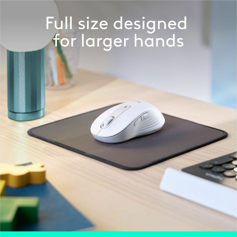 Logitech Signature M650 L Full Size Wireless Mouse - For Large Sized Hands, 2-Year Battery, Silent Clicks, Off-white