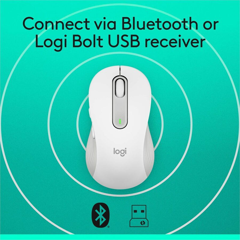 Logitech Signature M650 L Full Size Wireless Mouse - For Large Sized Hands, 2-Year Battery, Silent Clicks, Off-white