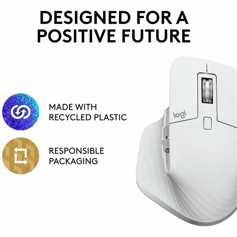 Logitech MX Master 3S - Wireless Performance Mouse with Ultra-fast Scrolling, Ergo, 8K DPI, Track on Glass, Bluetooth, Pale Grey