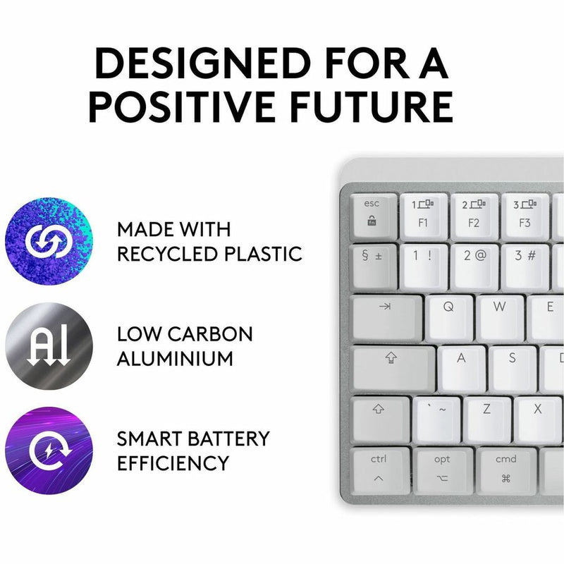 Logitech MX Mechanical Mini for Mac Wireless Illuminated Keyboard, Low-Profile Switches, Tactile Quiet Keys, Pale Gray