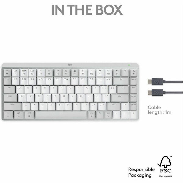 Logitech MX Mechanical Mini for Mac Wireless Illuminated Keyboard, Low-Profile Switches, Tactile Quiet Keys, Pale Gray