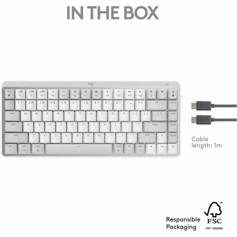 Logitech MX Mechanical Mini for Mac Wireless Illuminated Keyboard, Low-Profile Switches, Tactile Quiet Keys, Pale Gray