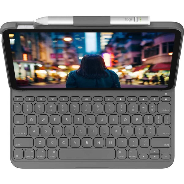 Logitech Slim Folio Carrying Case for 10.9" Apple, Logitech iPad (10th Generation) Tablet - Oxford Gray