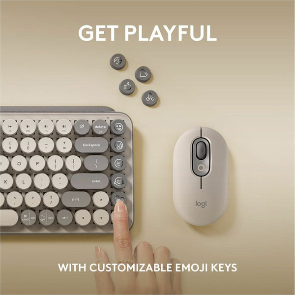 Logitech POP Keys Mechanical Wireless Keyboard with Customizable Emoji Keys, Compact Design, Bluetooth, Mist