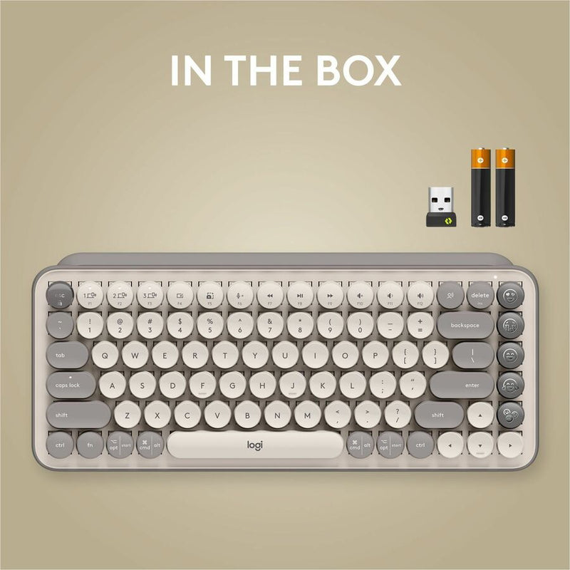 Logitech POP Keys Mechanical Wireless Keyboard with Customizable Emoji Keys, Compact Design, Bluetooth, Mist