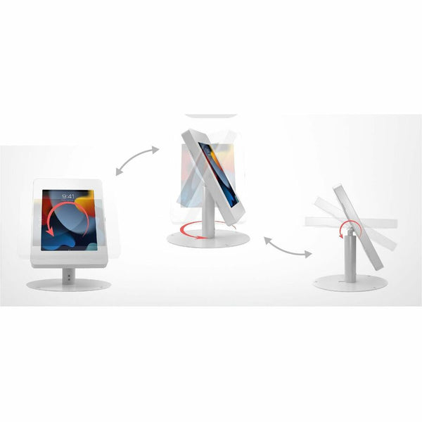 CTA Digital Hyperflex Security Kiosk Stand with Universal Security Enclosure for iPad Mini, Samsung Tab A 8, &amp; More (White)