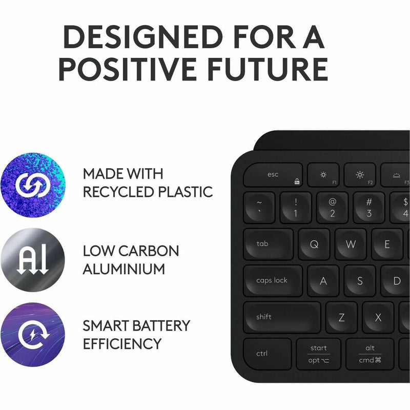 Logitech MX Keys S Wireless Keyboard, Low Profile, Fluid Precise Quiet Typing, USB C Rechargeable, Black