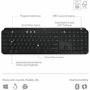 Logitech MX Keys S Wireless Keyboard, Low Profile, Fluid Precise Quiet Typing, USB C Rechargeable, Black