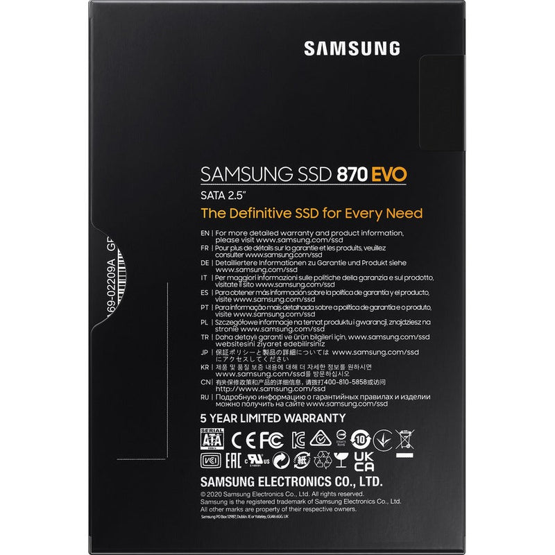 Samsung-IMSourcing 870 EVO MZ-77E250BW 250 GB Solid State Drive - 2.5" Internal - SATA (SATA/600) - Black