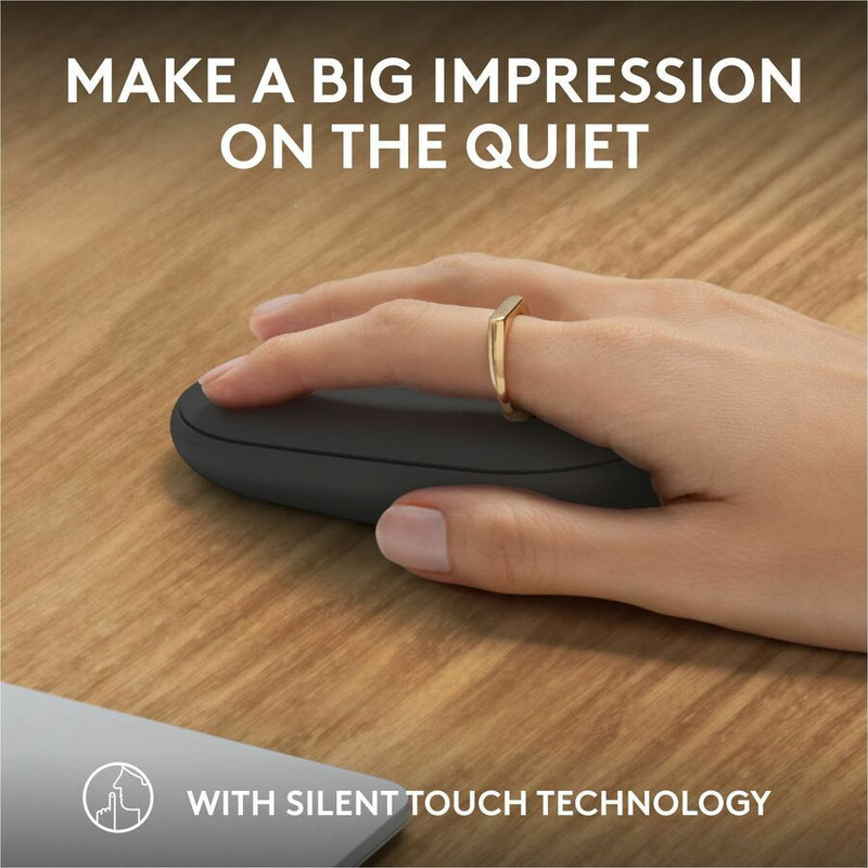 Logitech Pebble Mouse 2 M350s Slim Bluetooth Wireless Mouse, Portable, Customizable Button, Quiet Clicks - Tonal Graphite