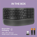 Logitech Wave Keys Wireless Ergonomic Keyboard with Cushioned Palm Rest, Comfortable Natural Typing, Graphite