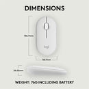 Logitech Pebble Mouse 2 M350s Slim Bluetooth Wireless Mouse, Portable, Customizable Button, Quiet Clicks, Tonal White