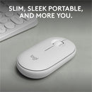 Logitech Pebble Mouse 2 M350s Slim Bluetooth Wireless Mouse, Portable, Customizable Button, Quiet Clicks, Tonal White