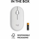 Logitech Pebble Mouse 2 M350s Slim Bluetooth Wireless Mouse, Portable, Customizable Button, Quiet Clicks, Tonal White