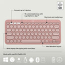 Logitech Pebble 2 Combo, Wireless Keyboard and Mouse, Quiet and Portable, Customizable, Logi Bolt, Tonal Rose