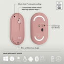 Logitech Pebble 2 Combo, Wireless Keyboard and Mouse, Quiet and Portable, Customizable, Logi Bolt, Tonal Rose