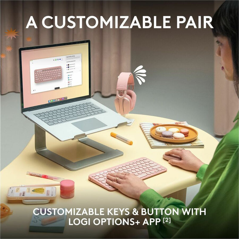 Logitech Pebble 2 Combo, Wireless Keyboard and Mouse, Quiet and Portable, Customizable, Logi Bolt, Bluetooth, Tonal White