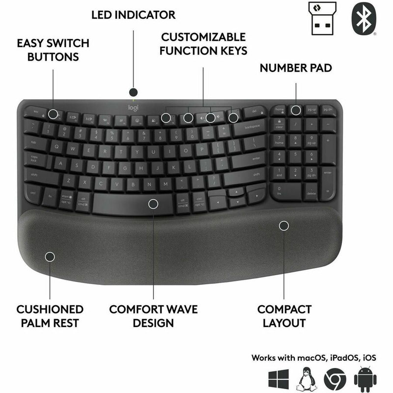 Logitech Wave Keys for Business Ergonomic Keyboard
