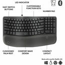 Logitech Wave Keys for Business, Wireless Ergonomic Keyboard with Cushioned Palm Rest, Logi Bolt, Graphite