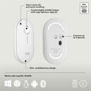 Logitech Pebble 2 Combo for Mac, Wireless Keyboard and Mouse, Slim, Quiet and Portable, Tonal White